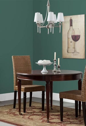 Dining room painted with Johnstone's Steel Green