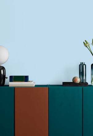 Sideboard in a room painted in Blue Booties