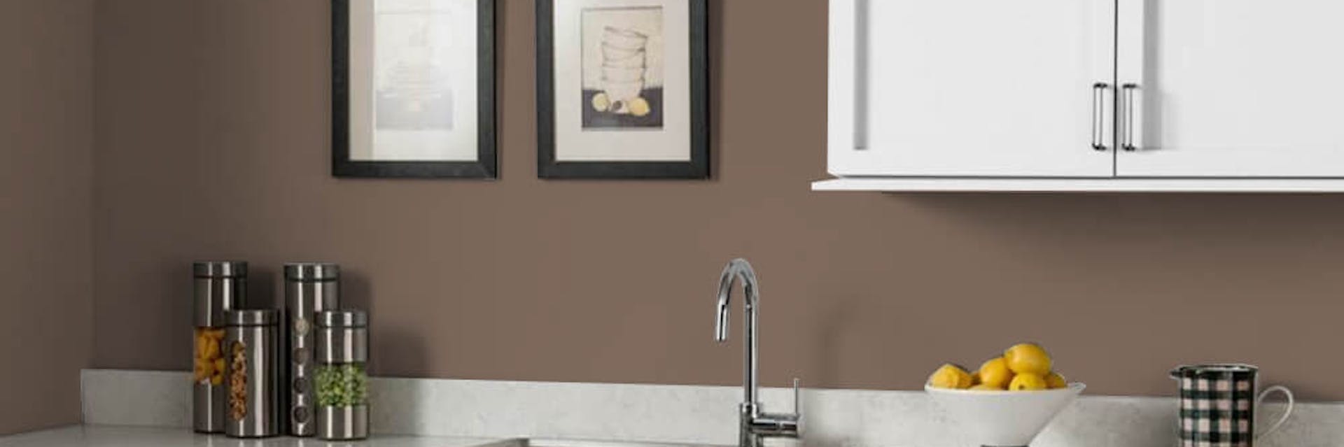 Kitchen painted in a warm brown shade