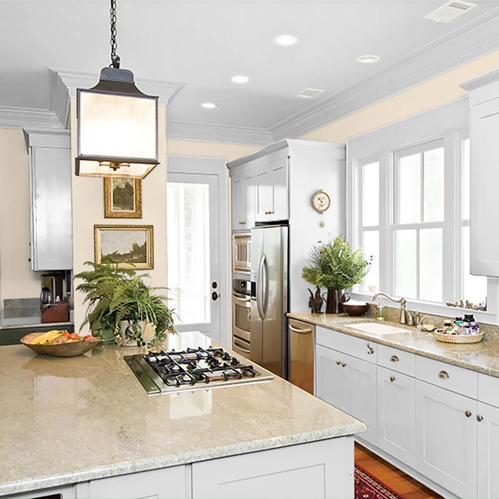 Kitchen painted with Johnstone's Peach Surprise