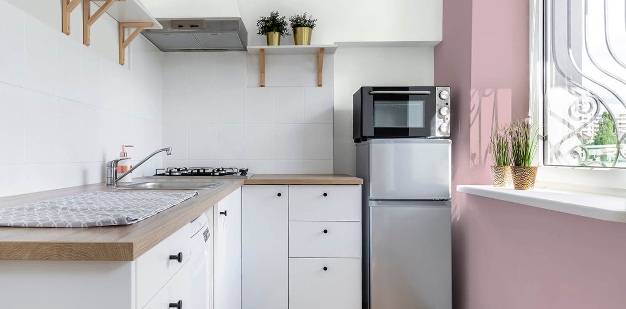 Kitchen painted with Johnstone's Swansong and Ballet Slipper