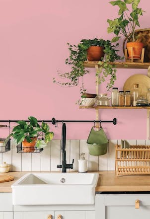 Kitchen painted with Johnstone's Jaguar Rose