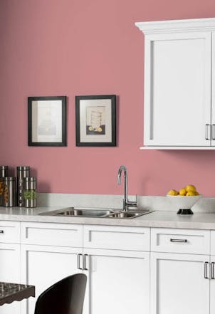 Kitchen painted with Johnstone's Pink Clay Pot