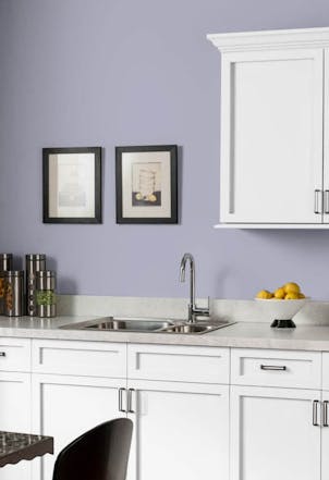 Kitchen painted with Johnstone's Sleeping Violet