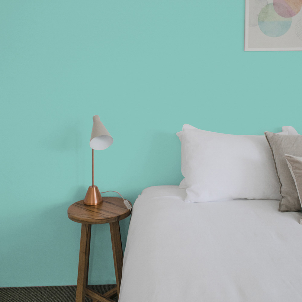 Bedroom painted with Fresh Seafoam
