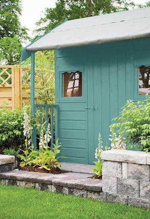 Shed painted with Seagreen Spray