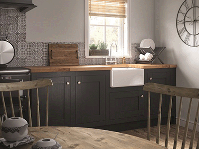 kitchen with dark cabinets