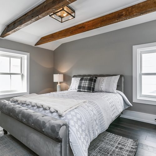 modern grey bedroom with an regal vibe