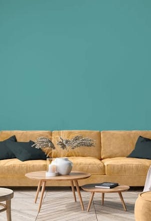 Living room painted with Johnstone's Teal Bayou