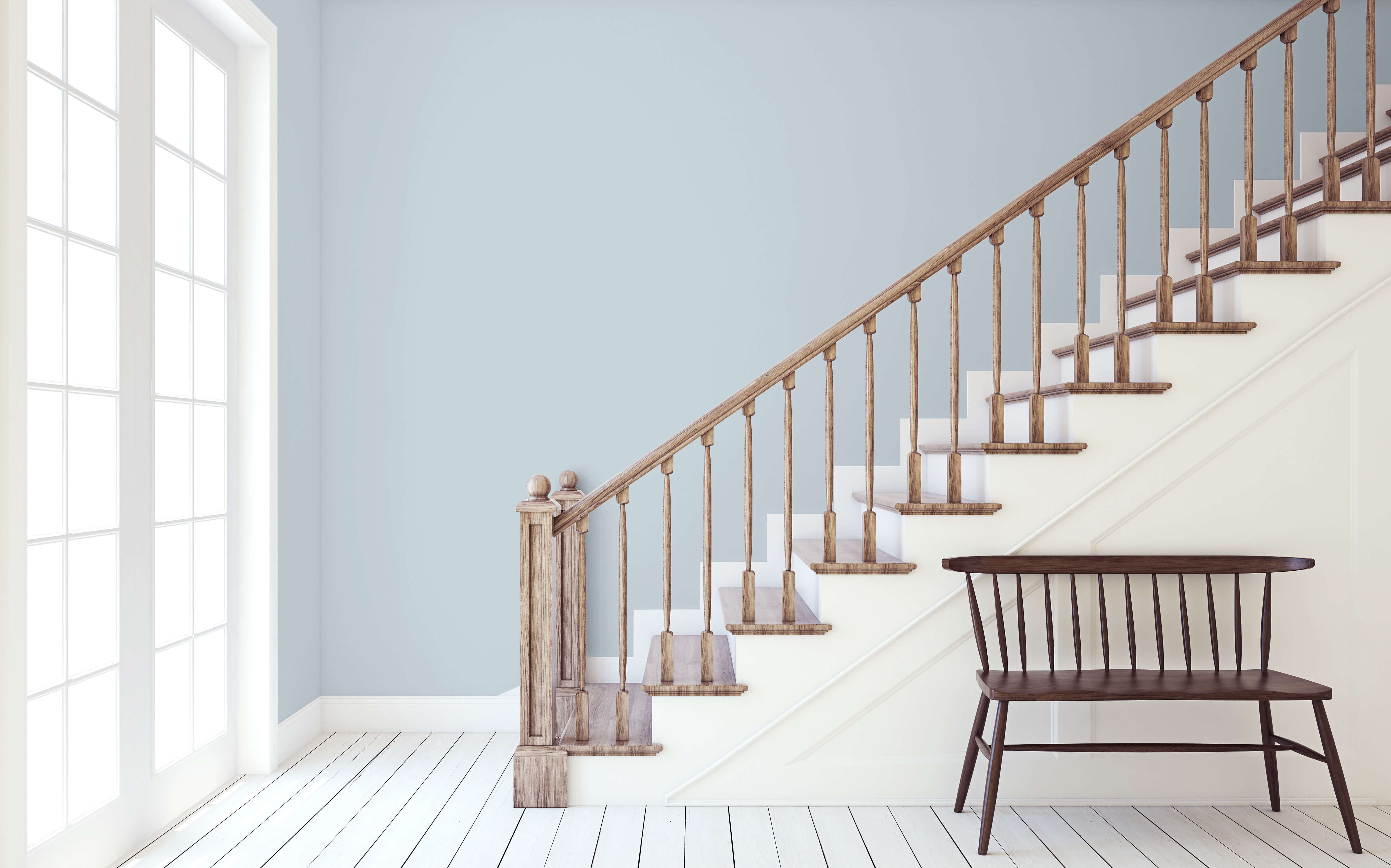Hallway painted with Johnstone's Twinkle Blue