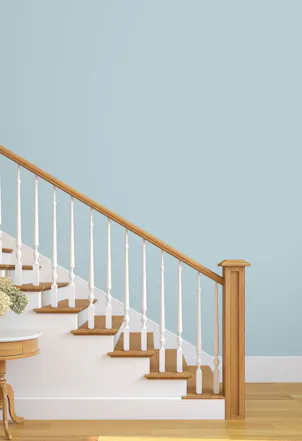 Hallway painted with Johnstone's Scandinavian Sky