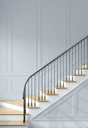 Hallway painted with Johnstone's Aster Petal