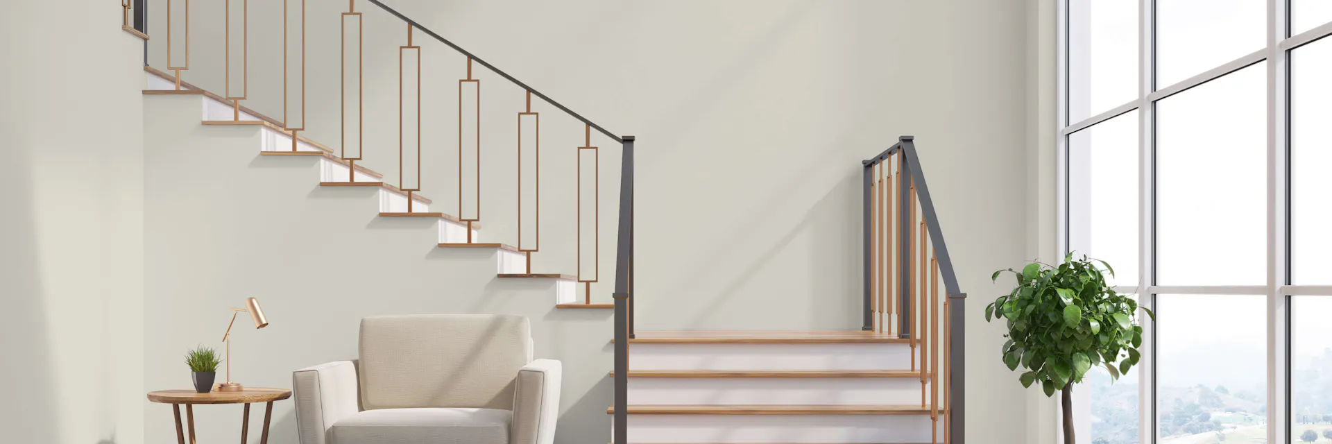 Hallway painted with a neutral Johnstone's paint colour