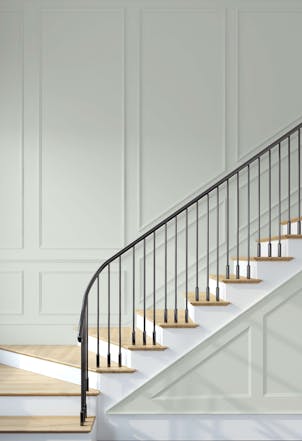 Hallway painted with Johnstone's Rosemary Kiss