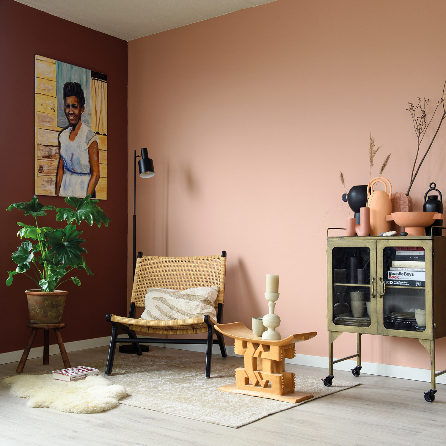 red and pink living room walls 