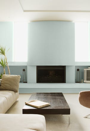 Living room painted in Morning Rush