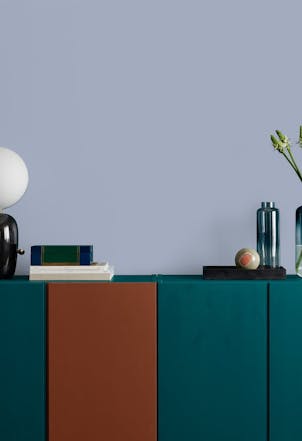 Bedroom wall painted with Timeless Lilac