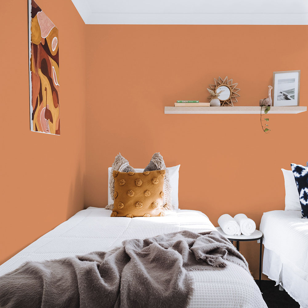 Bedroom painted with Copper River