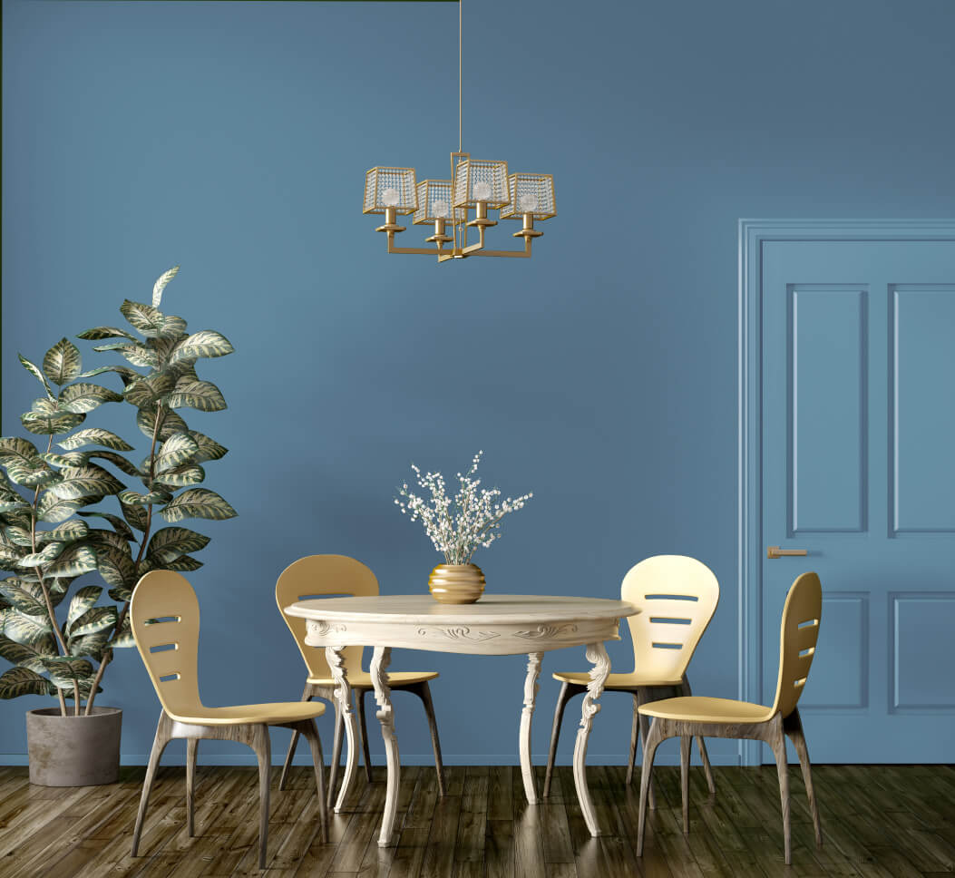 Living room painted with Teal Topaz