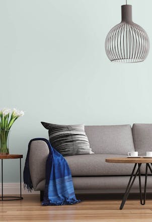 Living room painted in Delicate Mist