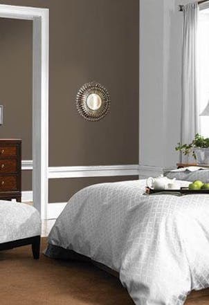 Our Introspection brown used in a bedroom