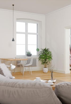 Living room painted in a white paint colour