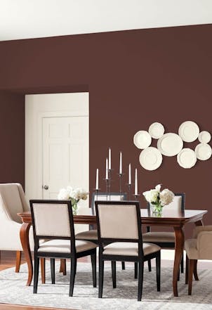 Dining room painted with Johnstone's Burgundy Wine