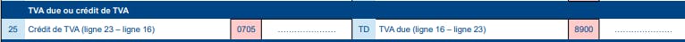 Calcul TVA due et crédit de TVA
