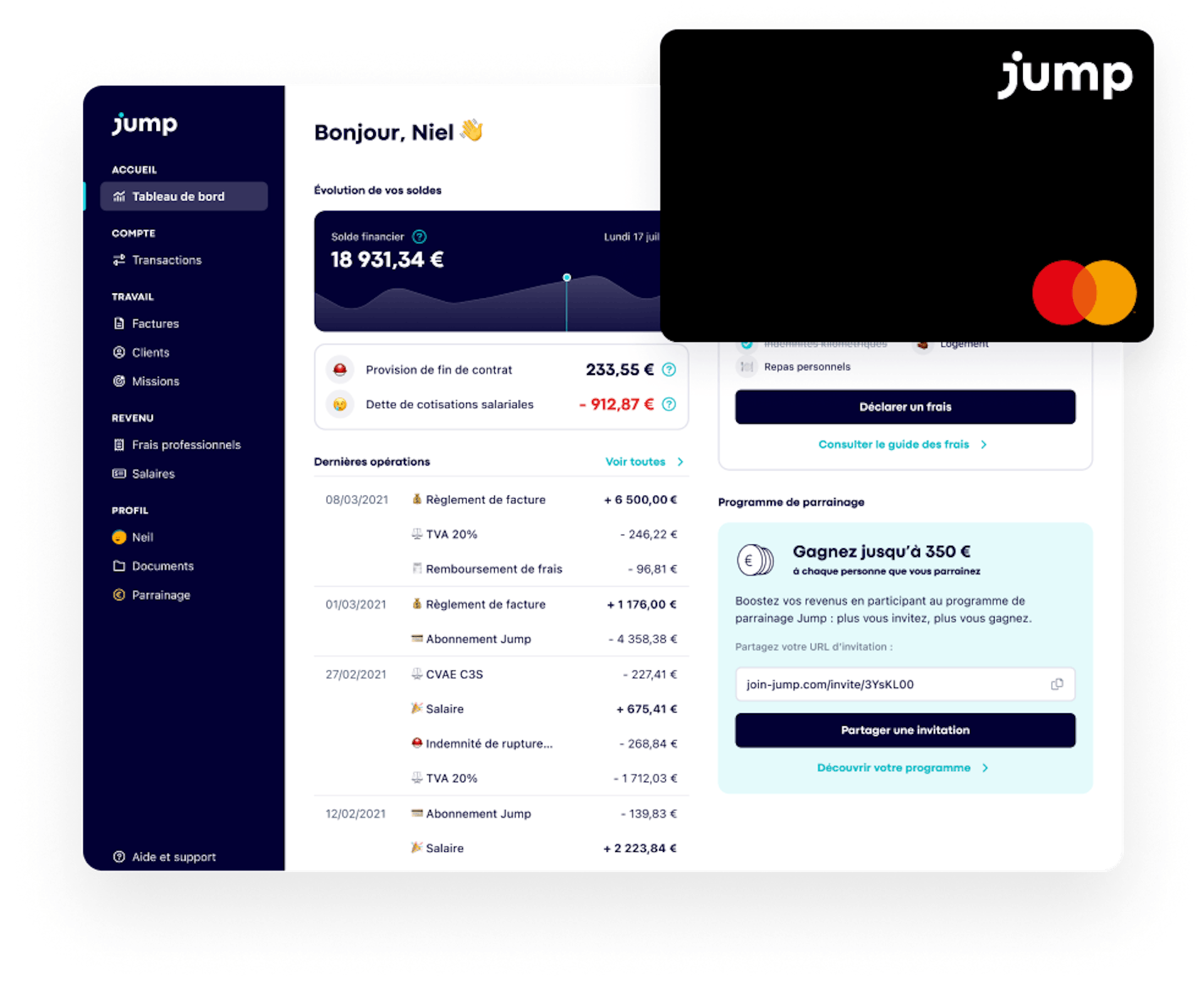 Tableau de bord Jump Micro
