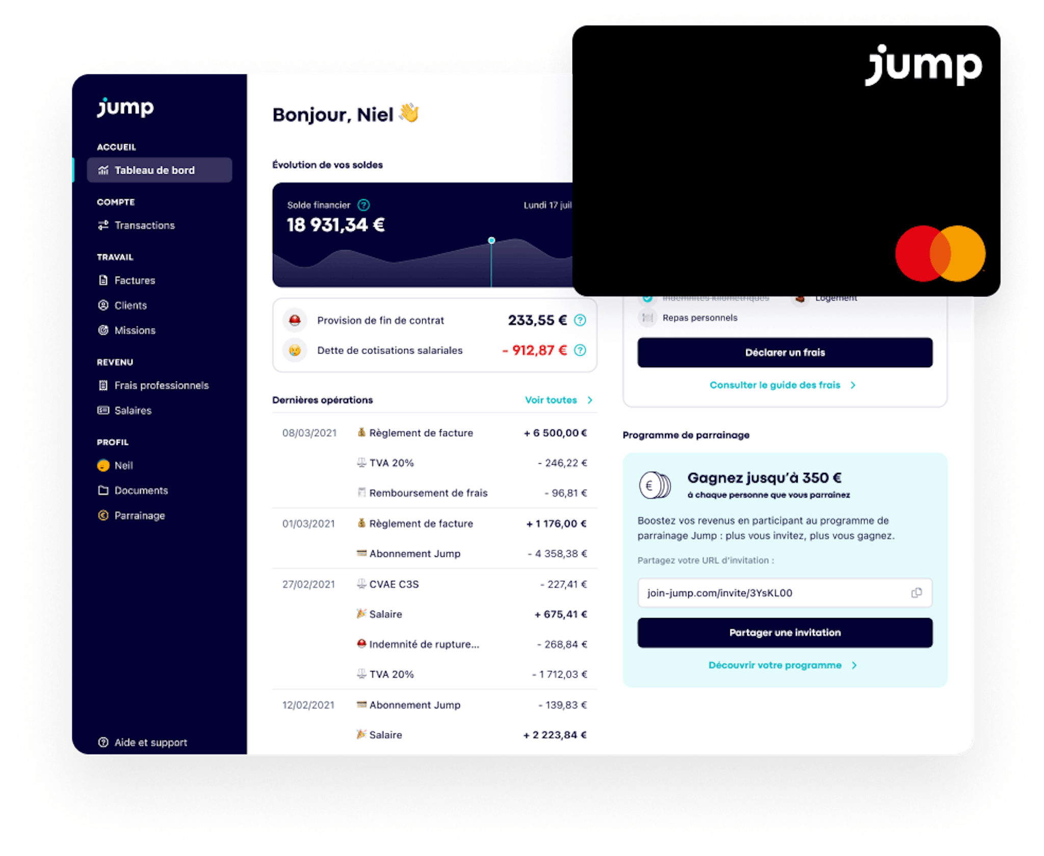 Tableau de bord Jump Open