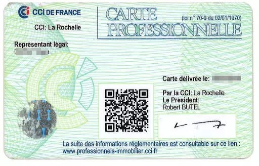 Une carte professionnelle immobilière