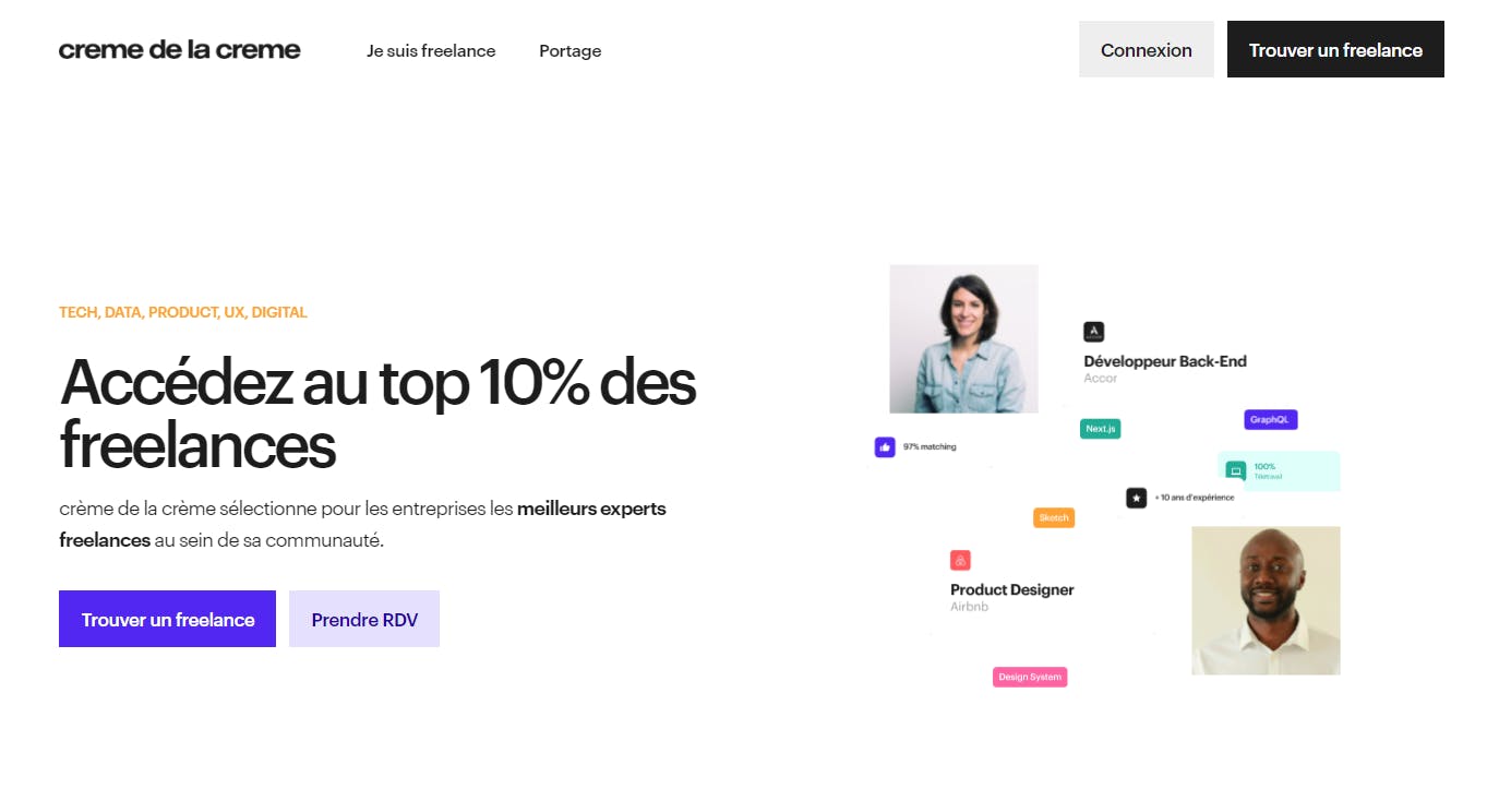 Aperçu de la plateforme Crème de la Crème