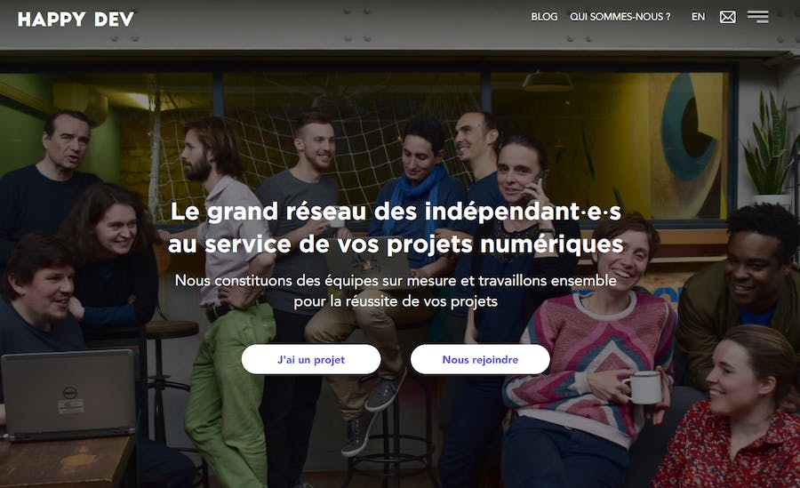 Un aperçu du site du collectif HappyDev