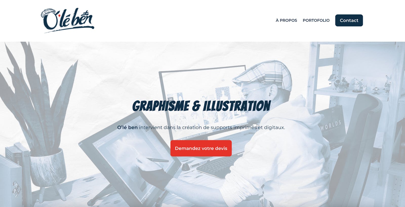Capture d’écran de la homepage du site d’un illustrateur indépendant