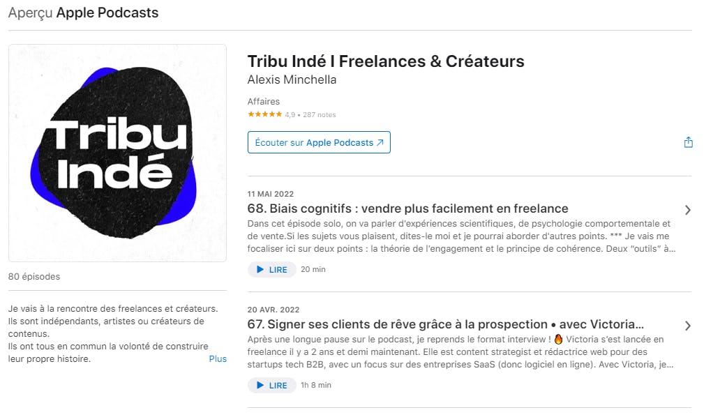 Aperçu du podcast Tribu Indé sur Apple Podcasts