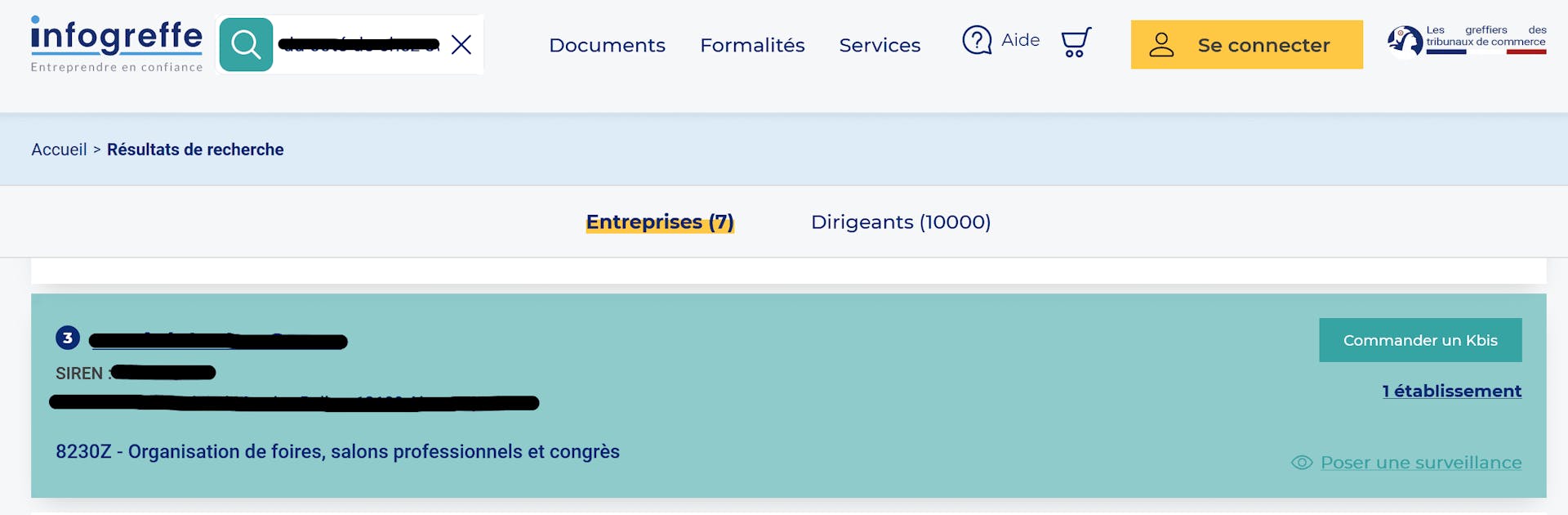 Commander son extrait kbis sur Infogreffe, ajout au panier 