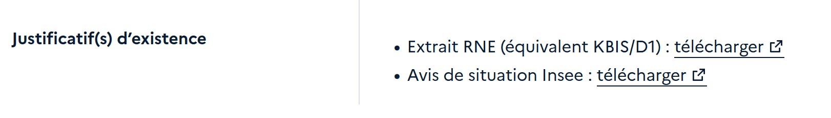 Télécharger son certificat d'immatriculation sur l'annuaire des entreprises, dans les justificatifs d'existence.
