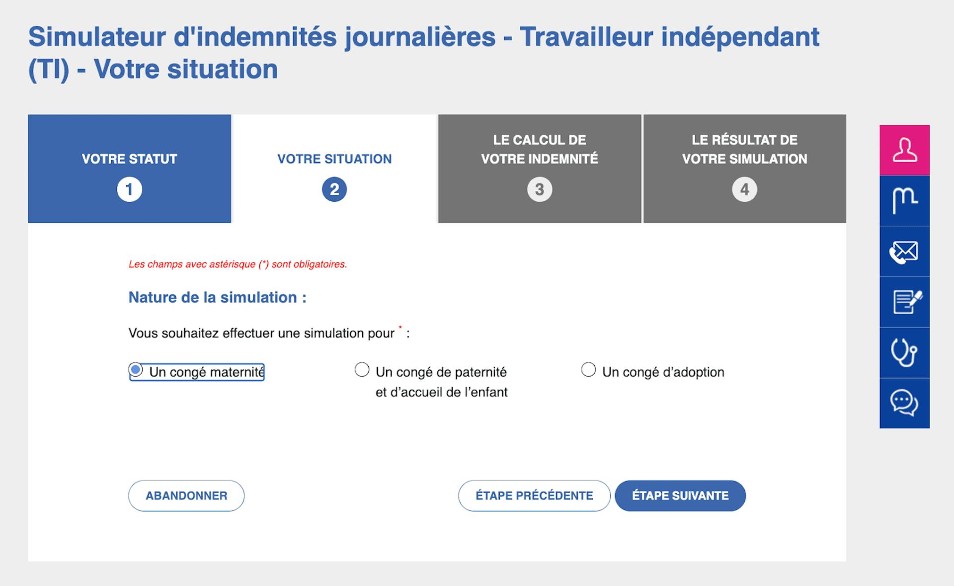 Simulation indemnités journalières Ameli étape 2