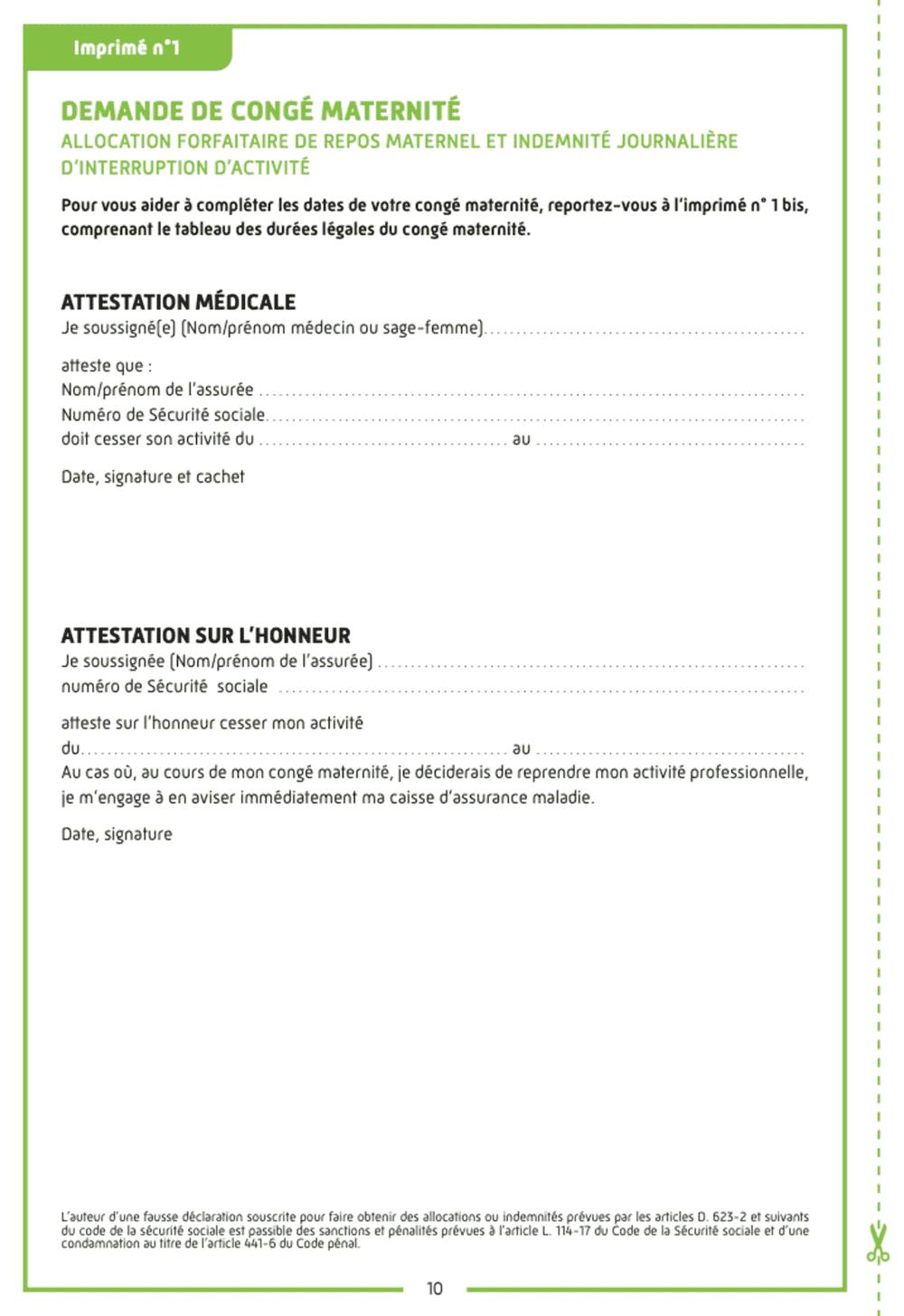 carnet de maternité