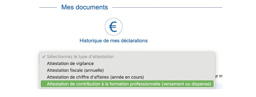 Obtenir attestation de paiement CPF sur le site de l'Urssaf