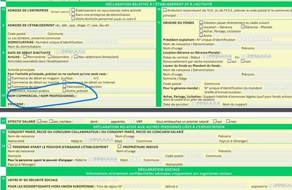 formulaire cerfa P0 micro-entrepreneur
