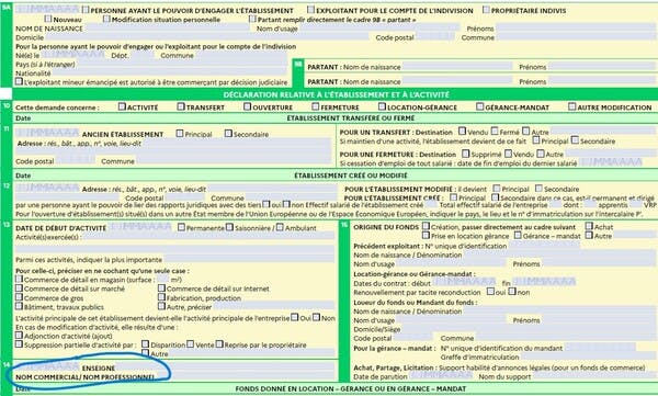 formulaire P2 de modification d'une entreprise