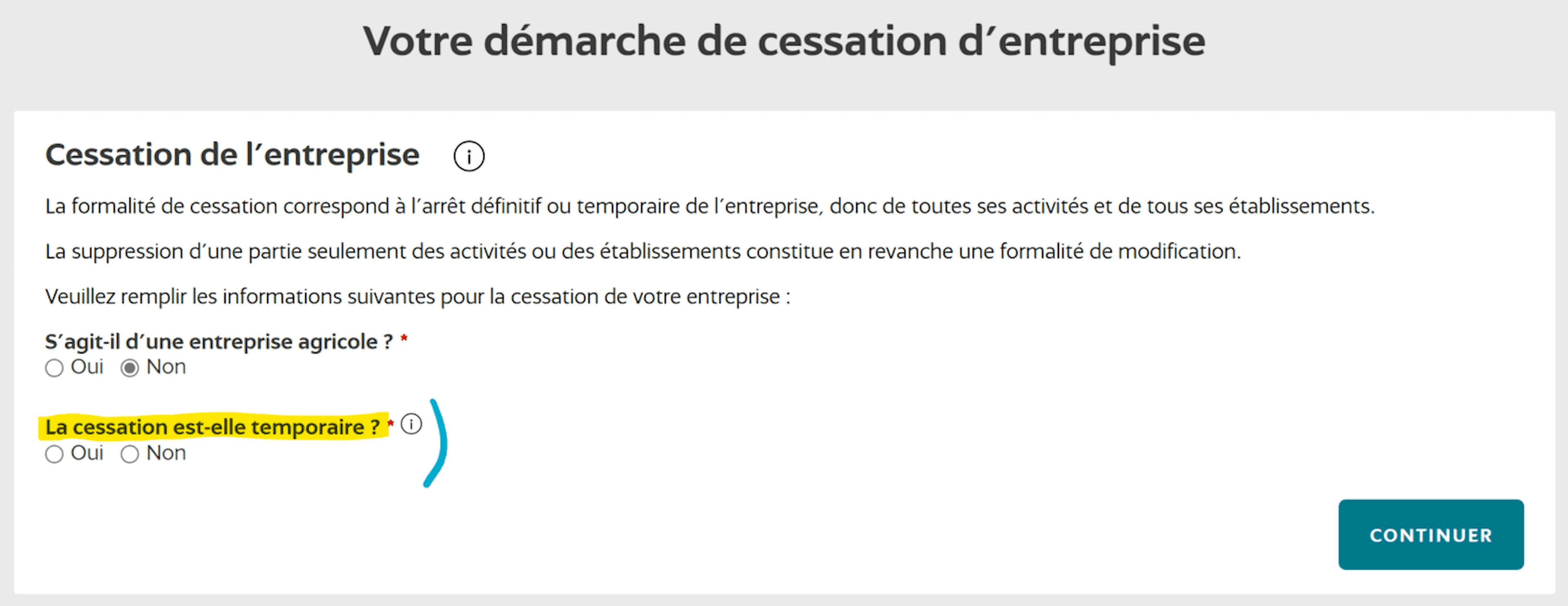 Formalité de cessation d'activité d'auto-entrepreneur sur le guichet unique de l'INPI