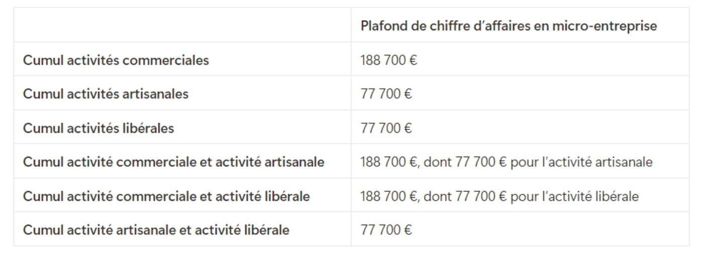 Plafonds micro-entreprise cumul activités