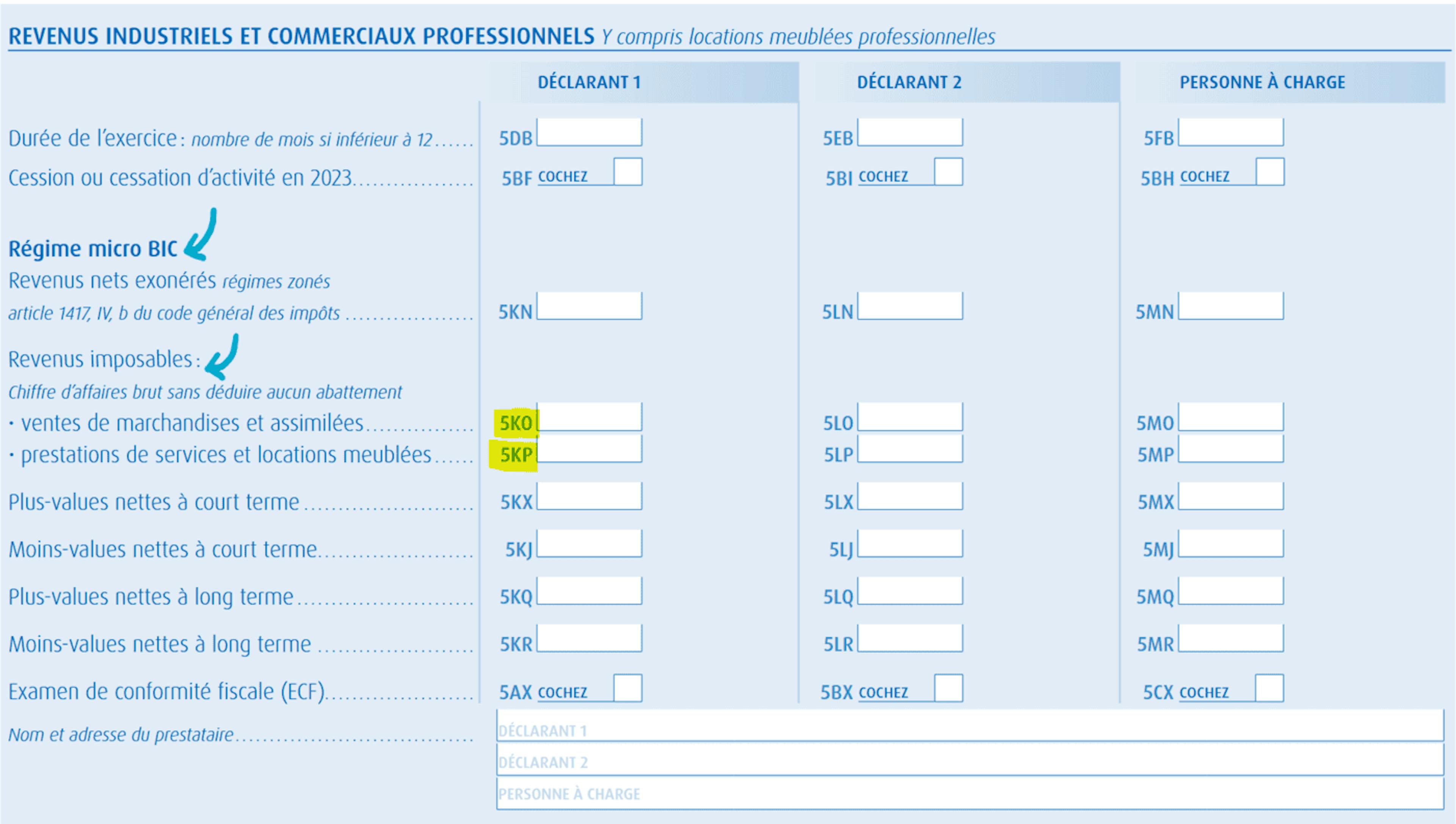 Déclaration d'impôt sur le revenu de l'auto-entrepreneur en BIC 