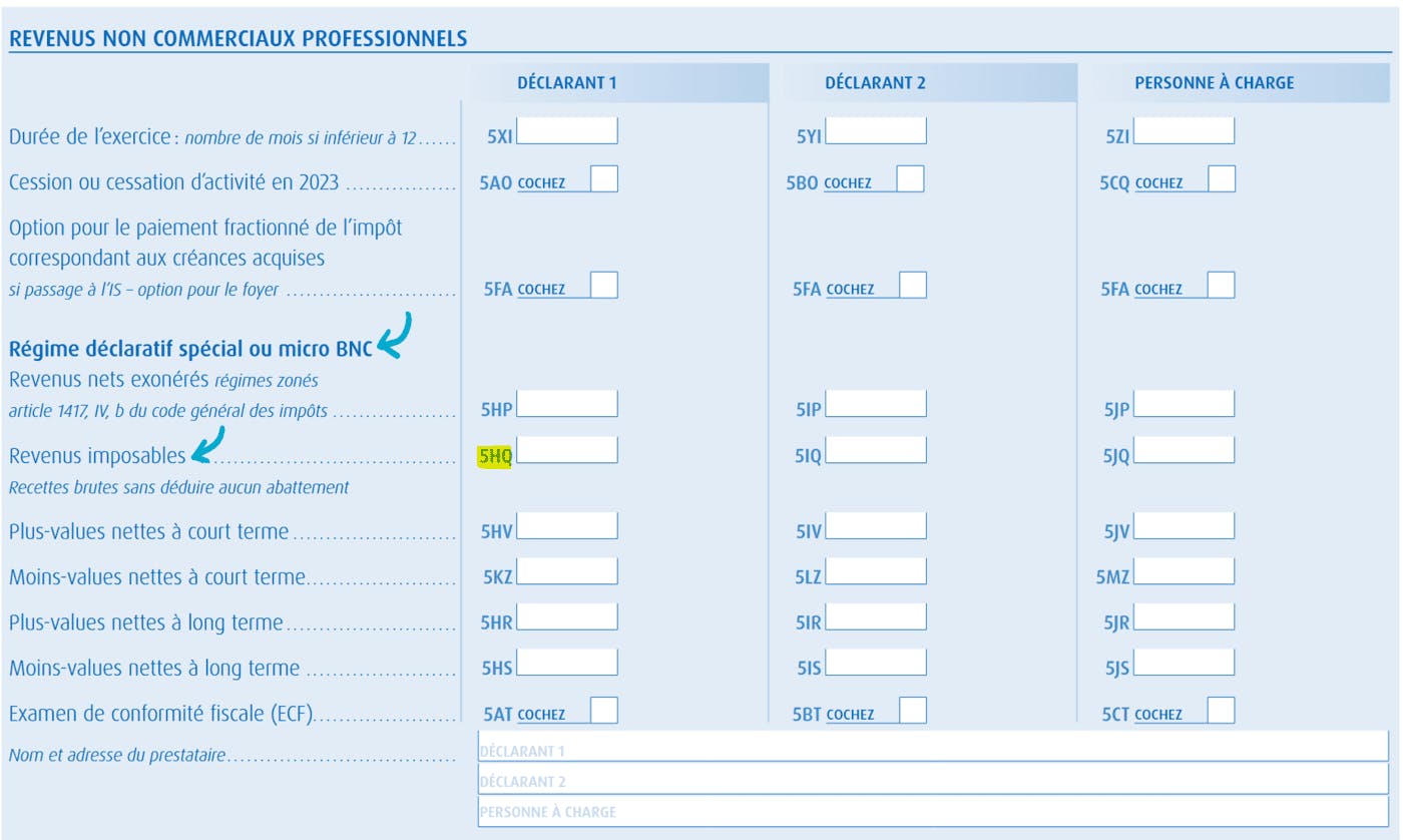 Déclaration d'impôt sur le revenu de l'auto-entrepreneur en BNC