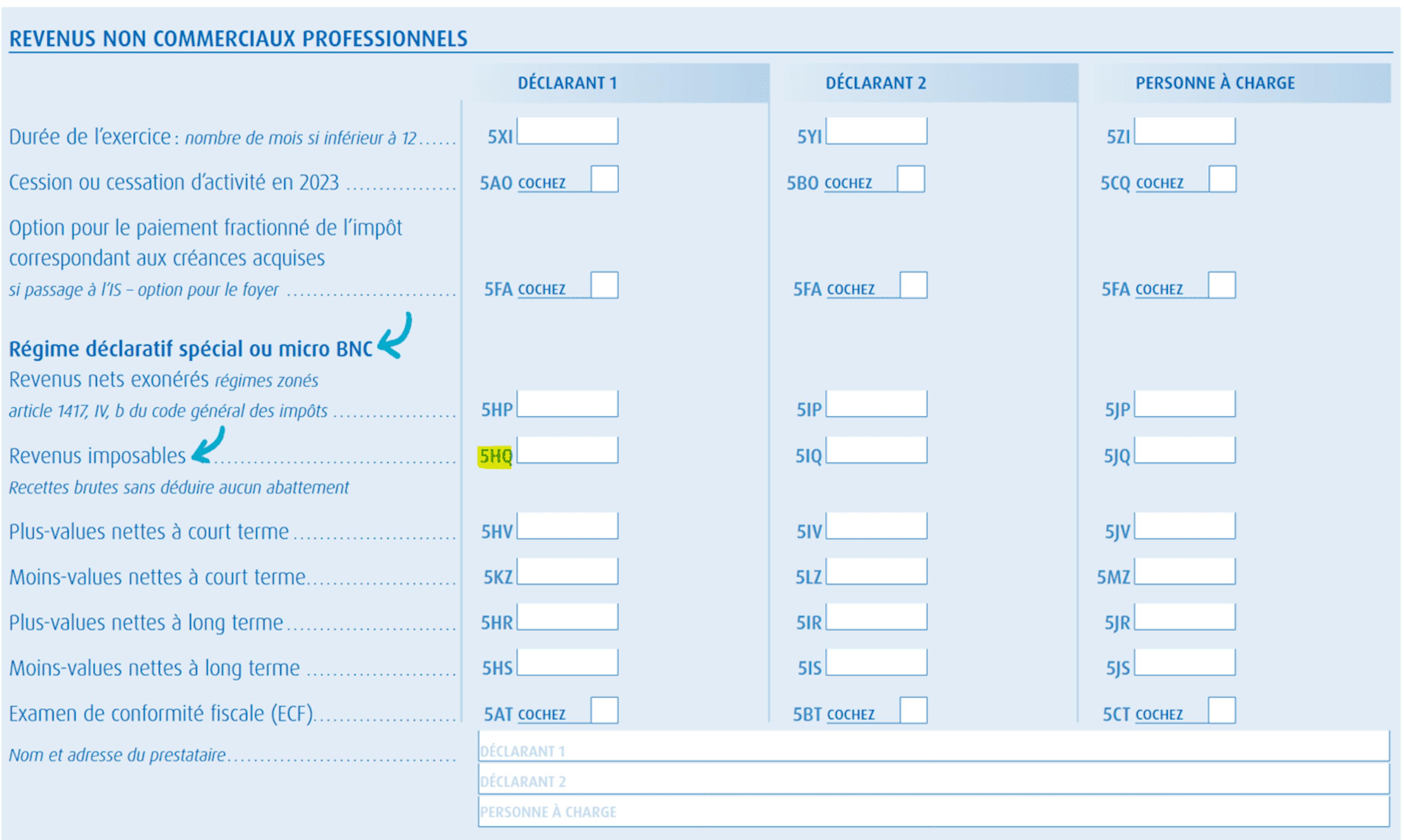 Déclaration d'impôt sur le revenu de l'auto-entrepreneur en BNC