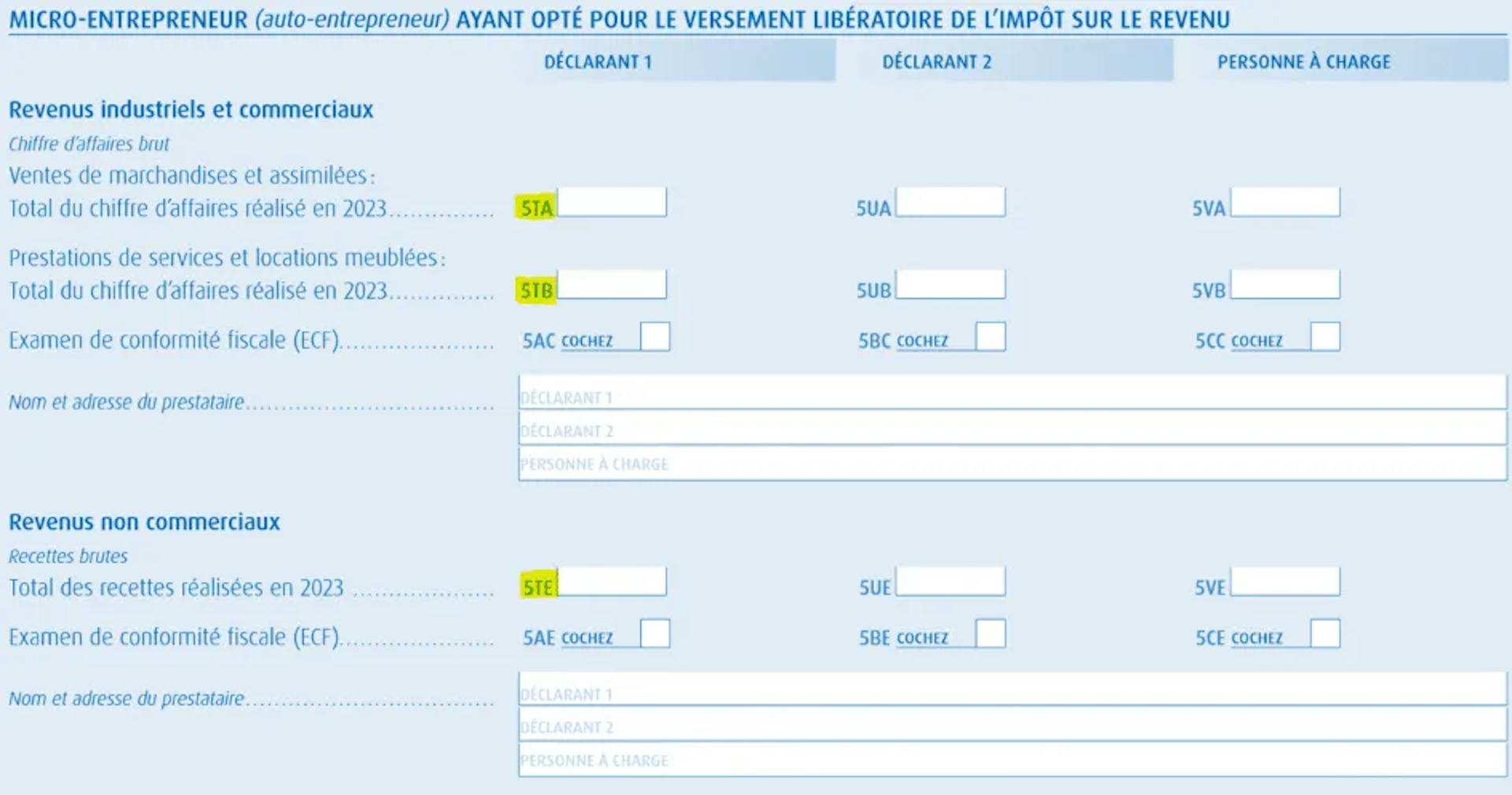 Déclaration d'impôt sur le revenu de l'auto-entrepreneur ayant opté pour le versement libératoire 