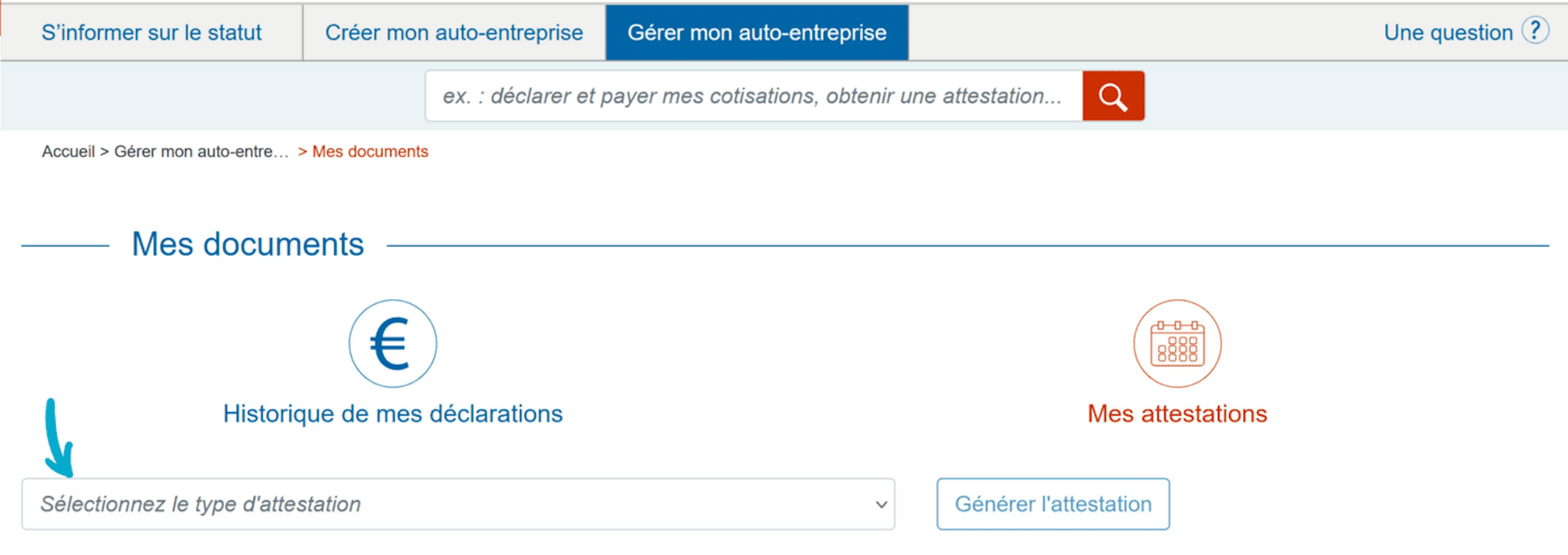 Accéder à son attestation de chiffre d'affaires auto-entrepreneur