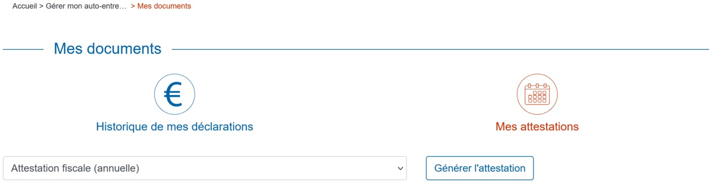 Accéder à son attestation fiscale auto-entrepreneur